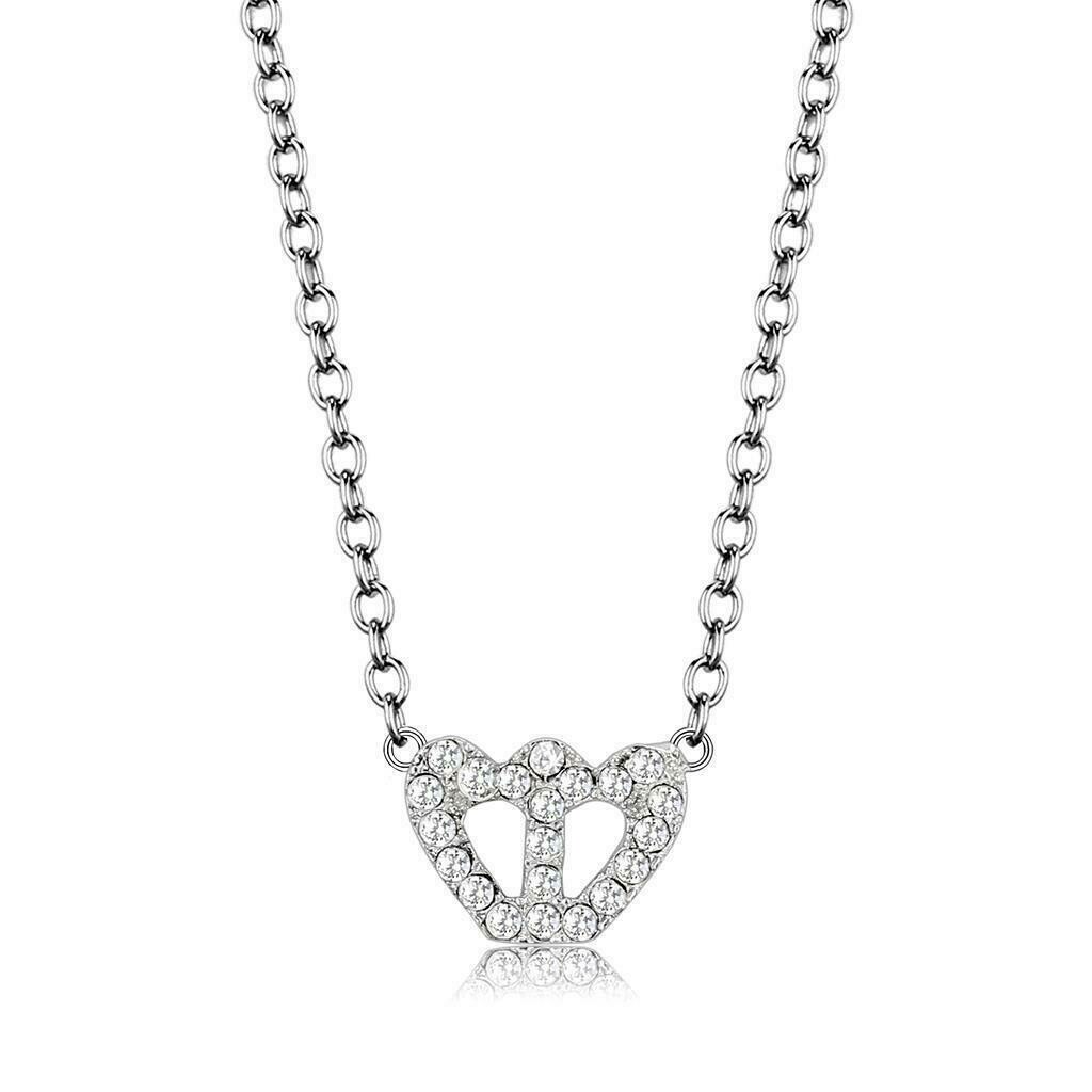 LO4694 - Rhodium Brass Necklace with Top Grade Crystal  in Clear