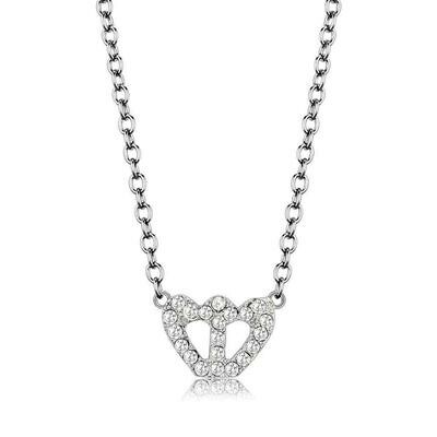 LO4694 - Rhodium Brass Necklace with Top Grade Crystal in Clear