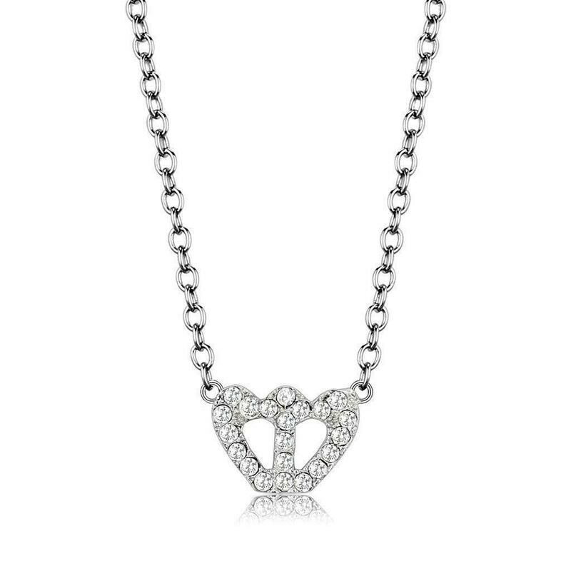 LO4694 - Rhodium Brass Necklace with Top Grade Crystal  in Clear