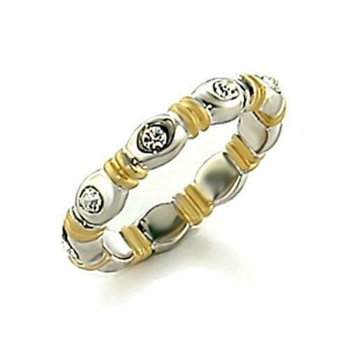 LO148 - Matte Gold &amp; Rhodium Brass Toe Ring with Top Grade Crystal  in Clear