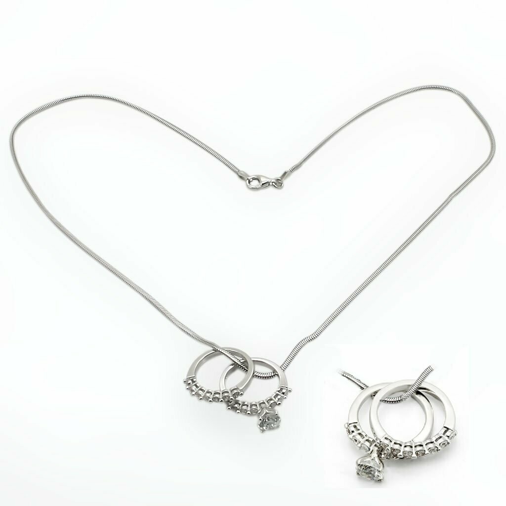 LOS144 - Rhodium 925 Sterling Silver Pendant with AAA Grade CZ  in Clear