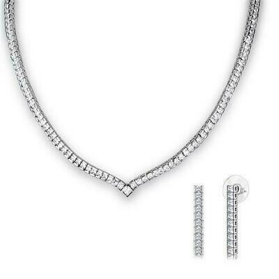3W1316 - Rhodium Brass Jewelry Sets with AAA Grade CZ  in Clear