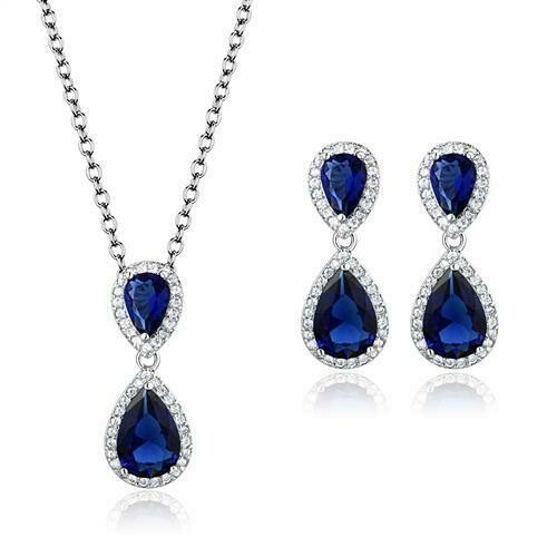 3W1264 - Rhodium Brass Jewelry Sets with Synthetic Synthetic Glass in Montana