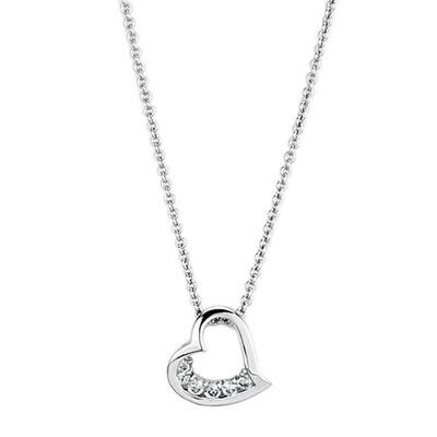 3W410 - Rhodium Brass Necklace with AAA Grade CZ in Clear
