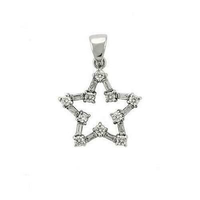 6X081 - High-Polished 925 Sterling Silver Pendant with AAA Grade CZ in Clear