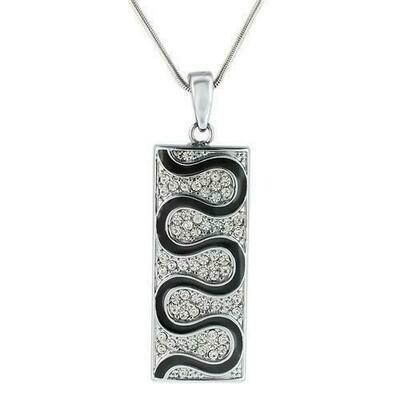 LO1182 - Rhodium Brass Pendant with Top Grade Crystal in Clear