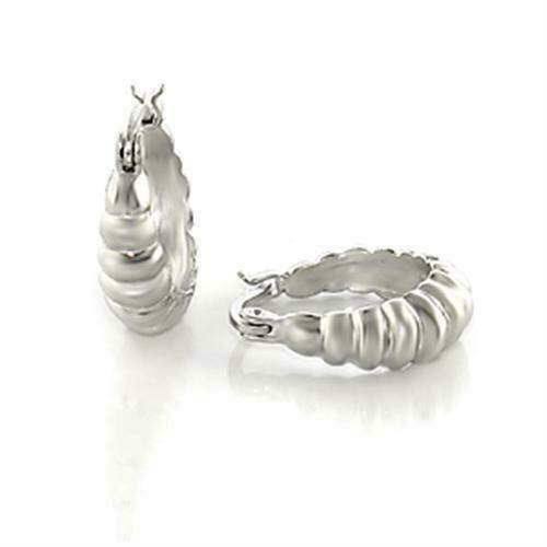 LO123 - Matte Rhodium &amp; Rhodium Brass Earrings with No Stone