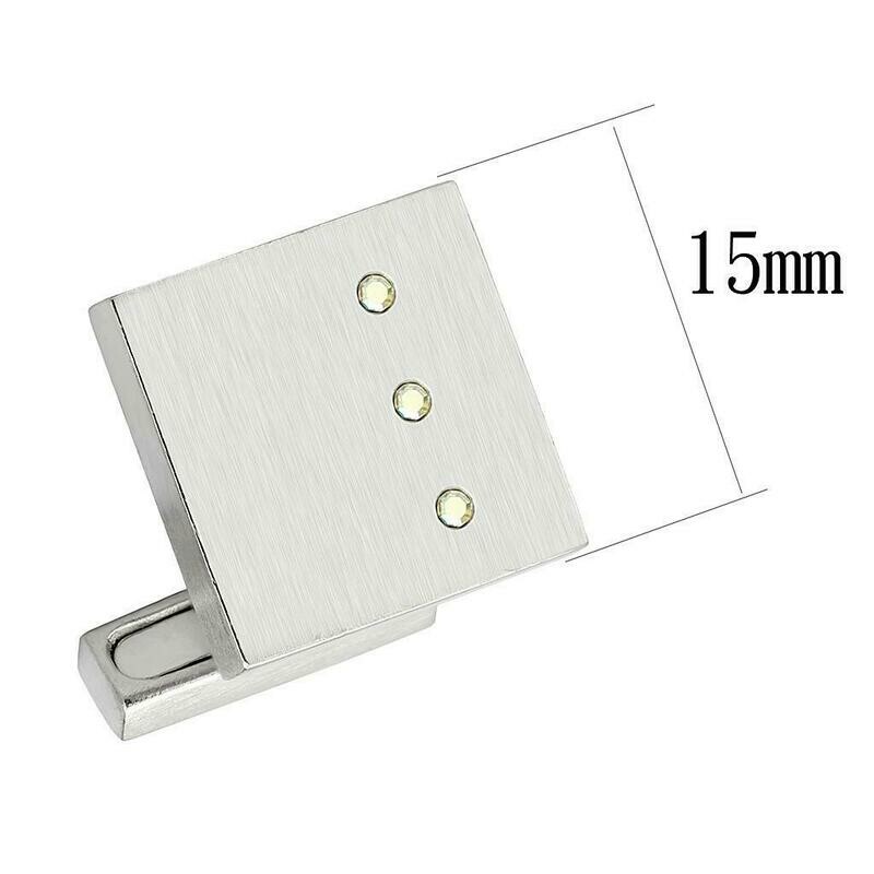 LO1381 - Rhodium Brass Cufflink with Top Grade Crystal in Aurora Borealis (Rainbow Effect)