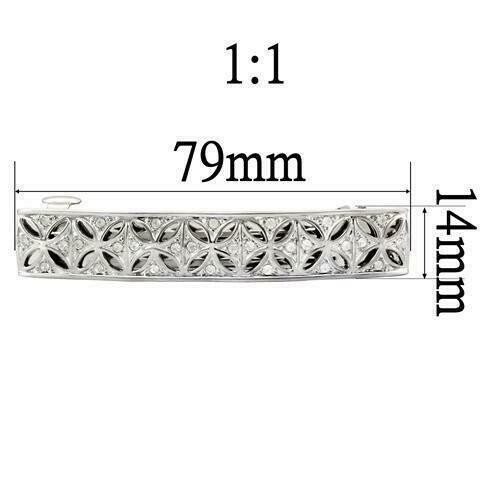 LO1428 - Rhodium White Metal Tiaras & Hair Clip with Top Grade Crystal in Clear