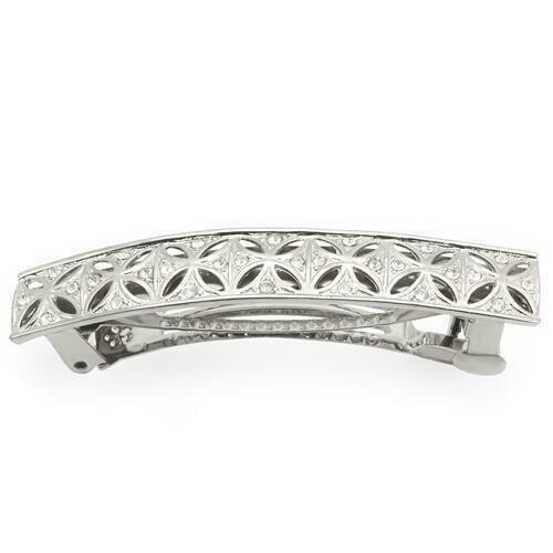 LO1428 - Rhodium White Metal Tiaras &amp; Hair Clip with Top Grade Crystal  in Clear