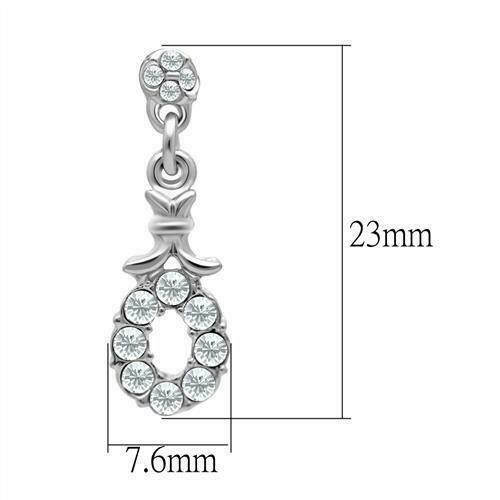 LO1974 - Rhodium White Metal Earrings with Top Grade Crystal in Clear