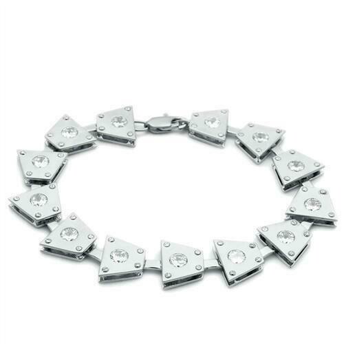 LO2003 - Matte Rhodium &amp; Rhodium Brass Bracelet with AAA Grade CZ  in Clear