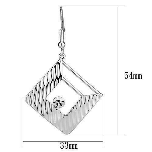 LO2678 - Rhodium Iron Earrings with Top Grade Crystal in Clear
