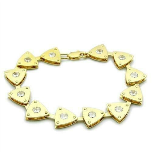 LO2004 - Matte Gold &amp; Gold Brass Bracelet with AAA Grade CZ  in Clear