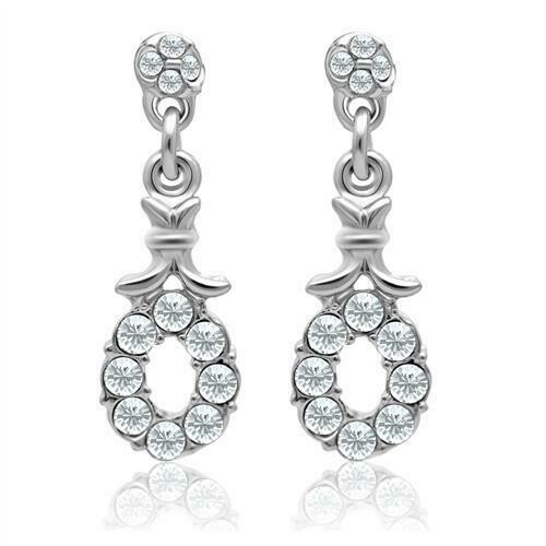 LO1974 - Rhodium White Metal Earrings with Top Grade Crystal  in Clear
