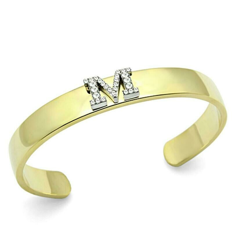 LO2582 - Gold+Rhodium White Metal Bangle with Top Grade Crystal  in Clear