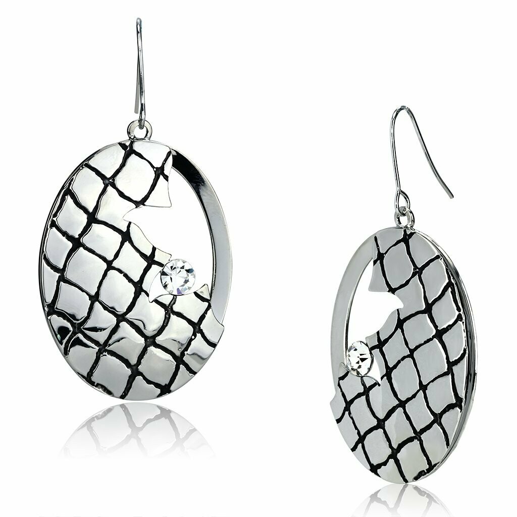 LO2690 - Rhodium Iron Earrings with Top Grade Crystal in Clear LO2690 - Rhodium Iron Earrings with Top Grade Crystal in Clear