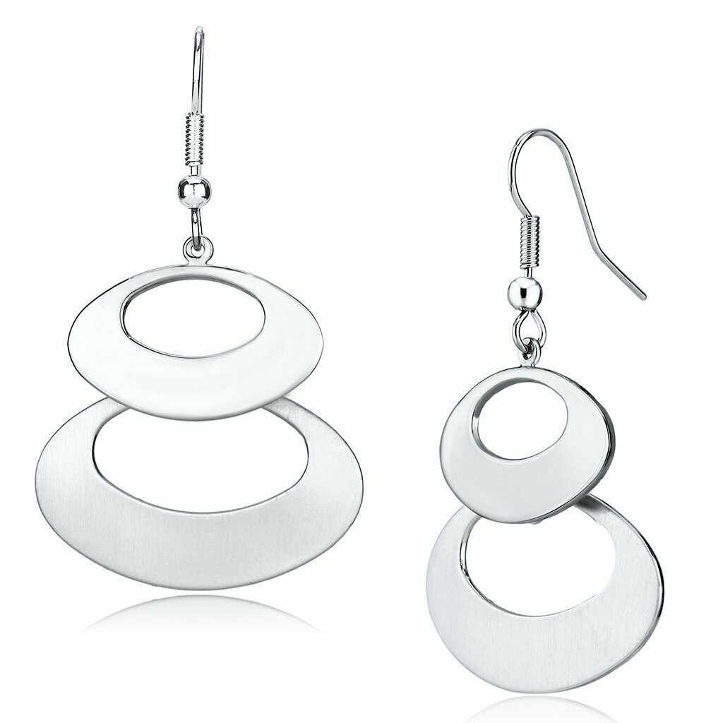 LO2736 - Matte Rhodium &amp; Rhodium Iron Earrings with No Stone