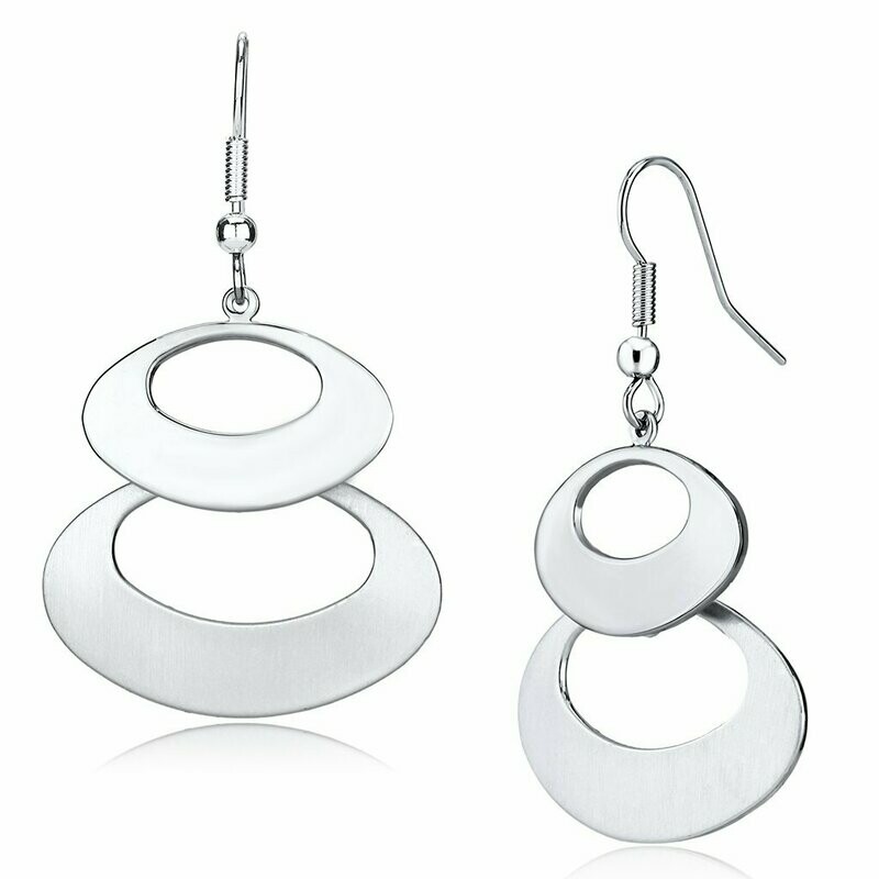 LO2736 - Matte Rhodium &amp; Rhodium Iron Earrings with No Stone