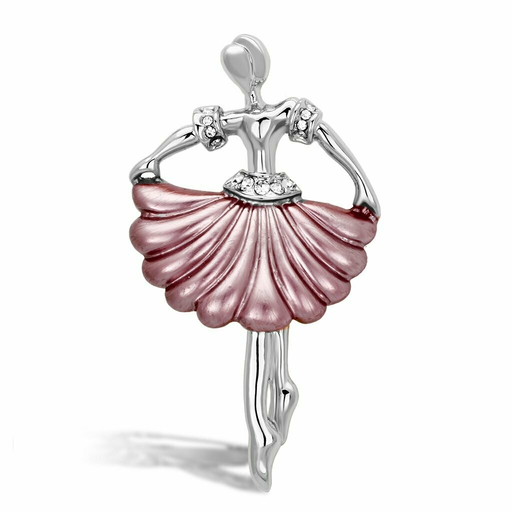 LO2780 - Flash Rose Gold White Metal Brooches with Top Grade Crystal  in Clear