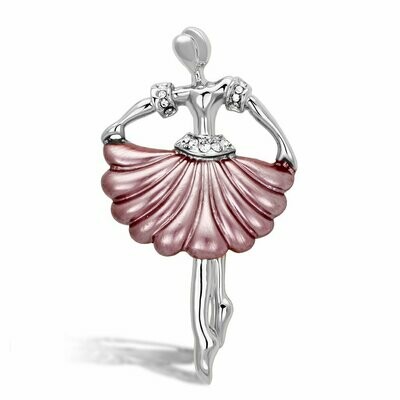 LO2780 - Flash Rose Gold White Metal Brooches with Top Grade Crystal in Clear