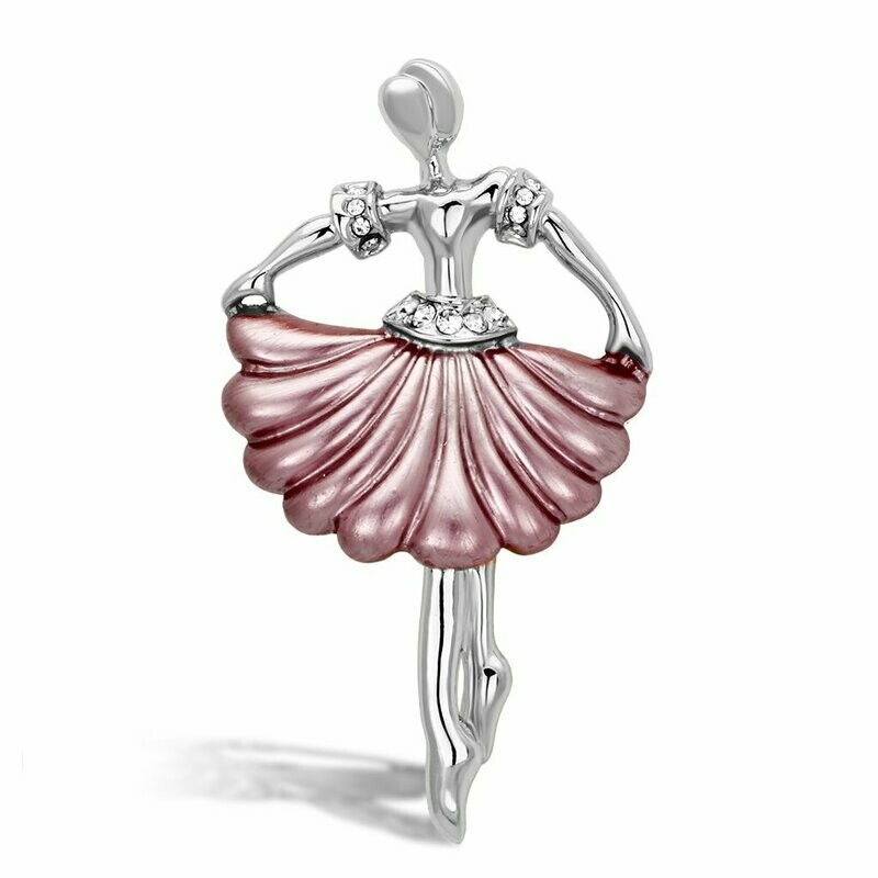 LO2780 - Flash Rose Gold White Metal Brooches with Top Grade Crystal  in Clear