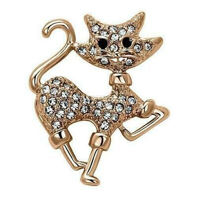 LO2820 - Flash Rose Gold White Metal Brooches with Top Grade Crystal in Clear