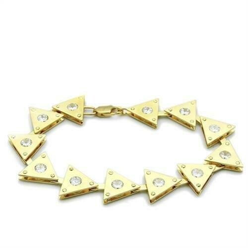 LO2012 - Matte Gold &amp; Gold Brass Bracelet with AAA Grade CZ  in Clear