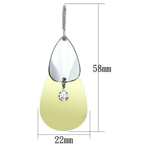 LO2696 - Gold+Rhodium Iron Earrings with Top Grade Crystal in Clear
