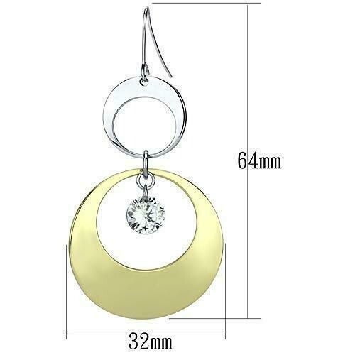 LO2691 - Gold+Rhodium Iron Earrings with AAA Grade CZ in Clear