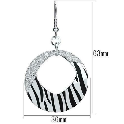LO2702 - Rhodium Iron Earrings with Epoxy in Jet