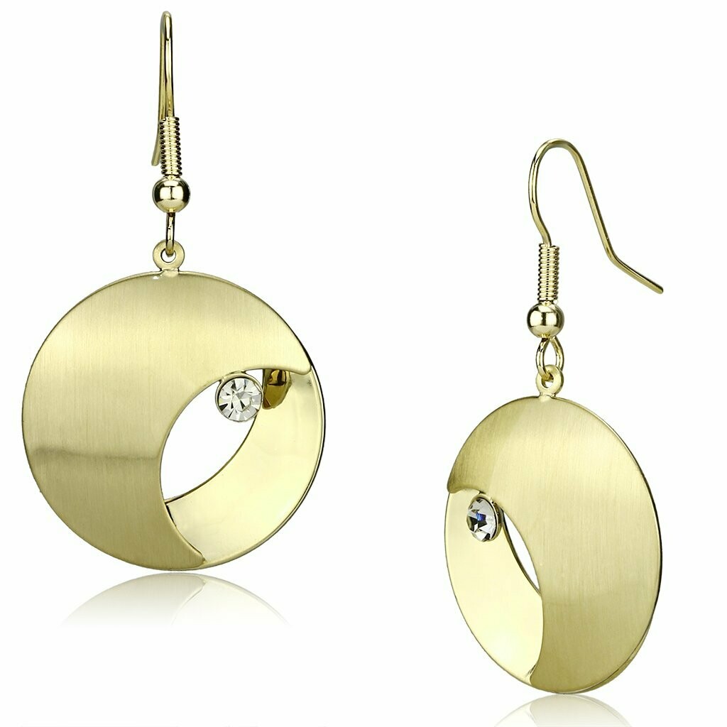 LO2738 - Matte Gold &amp; Gold Iron Earrings with Top Grade Crystal  in Clear