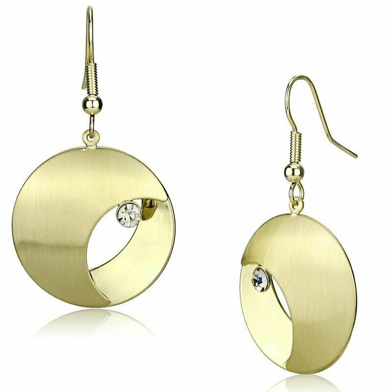LO2738 - Matte Gold &amp; Gold Iron Earrings with Top Grade Crystal  in Clear