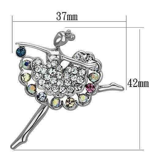 LO2781 - Imitation Rhodium White Metal Brooches with Top Grade Crystal in Multi Color