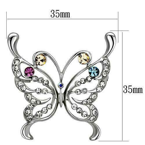 LO2793 - Imitation Rhodium White Metal Brooches with Top Grade Crystal in Multi Color