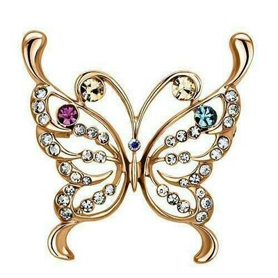 LO2794 - Flash Rose Gold White Metal Brooches with Top Grade Crystal in Multi Color