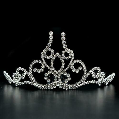LO2112 - Imitation Rhodium Brass Tiaras &amp; Hair Clip with Top Grade Crystal  in Clear
