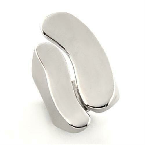 LO201 - Rhodium White Metal Ring with No Stone, Size: 8