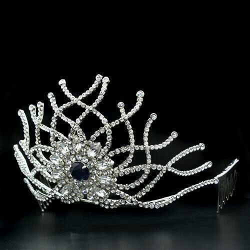 LO2111 - Imitation Rhodium Brass Tiaras & Hair Clip with Top Grade Crystal in Montana