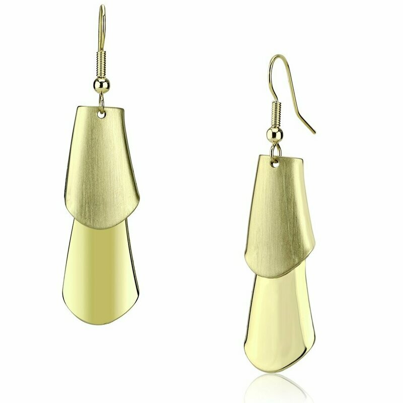 LO2747 - Matte Gold &amp; Gold Iron Earrings with No Stone