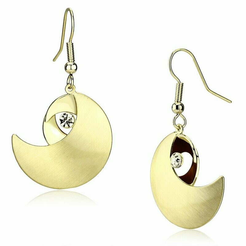 LO2739 - Matte Gold &amp; Gold Iron Earrings with Top Grade Crystal  in Clear