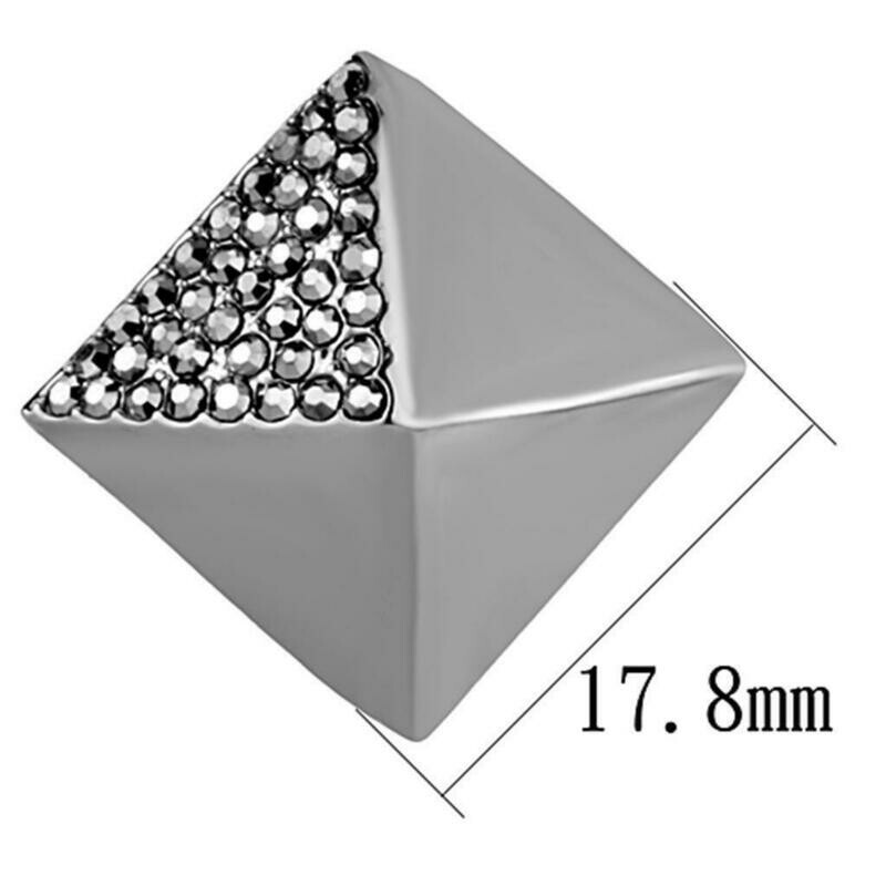 LO3283 - Ruthenium Brass Earrings with Top Grade Crystal in Hematite