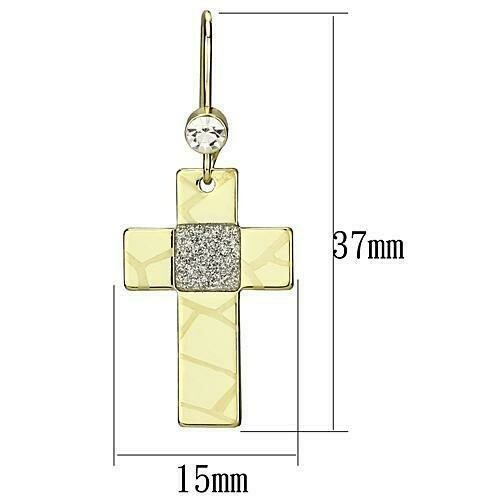 LO2734 - Gold Iron Earrings with Top Grade Crystal in Clear