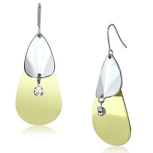 LO2696 - Gold+Rhodium Iron Earrings with Top Grade Crystal in Clear LO2696 - Gold+Rhodium Iron Earrings with Top Grade Crystal in Clear