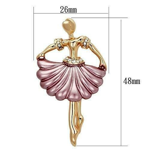 LO2780 - Flash Rose Gold White Metal Brooches with Top Grade Crystal in Clear