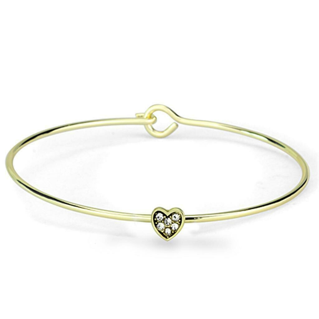 LO3263 - Gold Brass Bangle with Top Grade Crystal in Clear