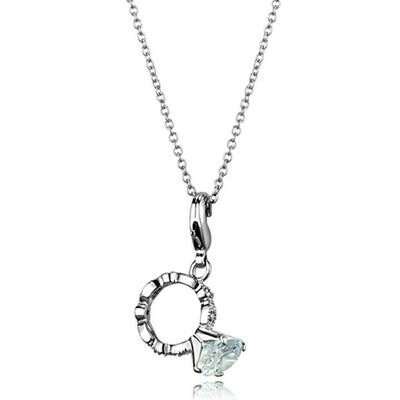 LO3490 - Rhodium Brass Pendant with AAA Grade CZ in Clear