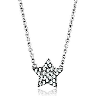 LO3225 - Rhodium Brass Necklace with Top Grade Crystal in Clear