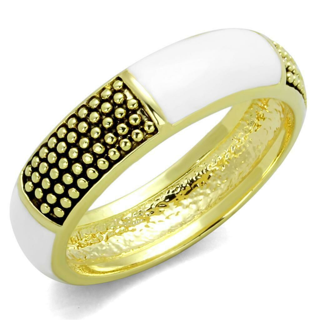 LO3548 - Gold Brass Ring with Epoxy in White