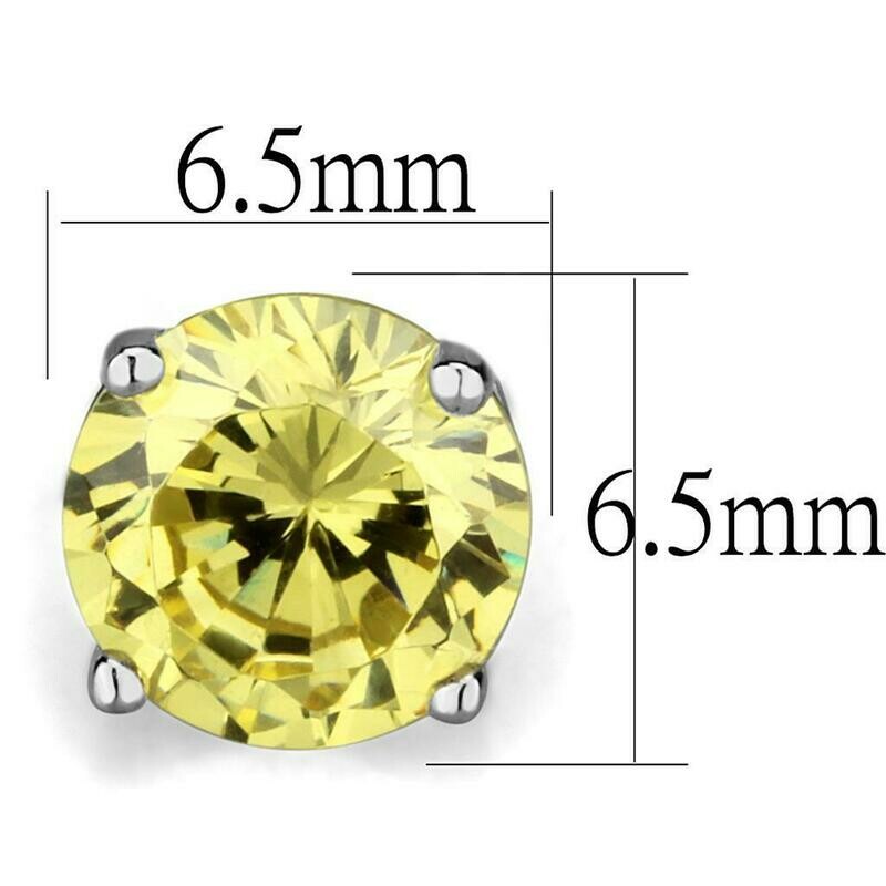 LO3953 - Rhodium Brass Earrings with AAA Grade CZ in Citrine Yellow